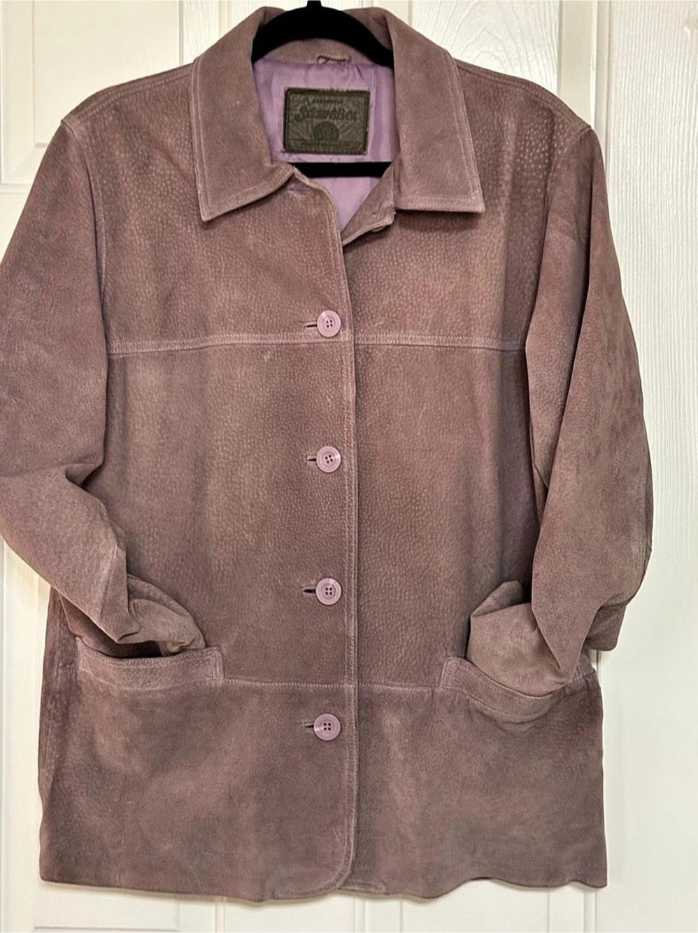 St John’s Bay Leather Jacket in lilac Like New